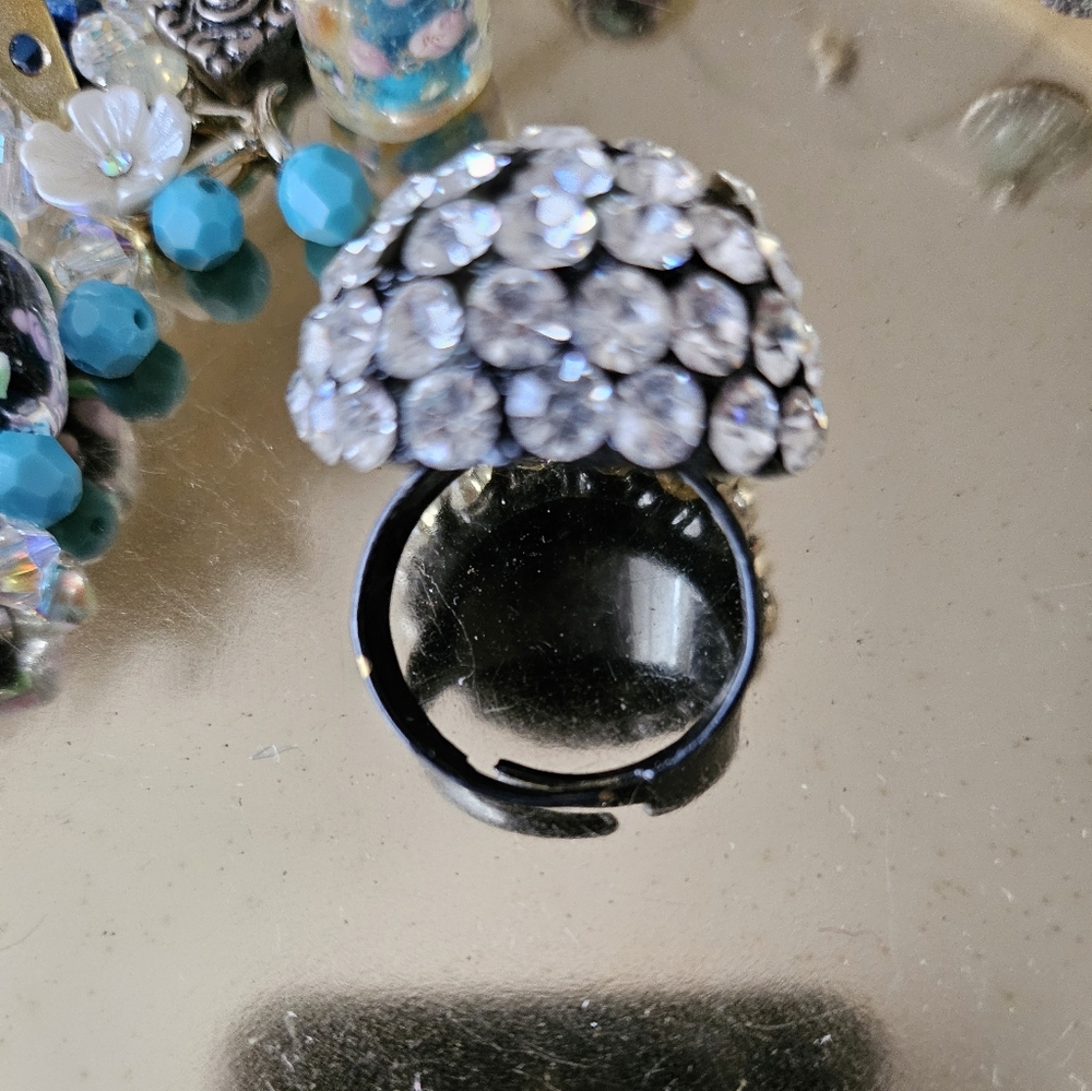 Crystal Fashion Ring Hematite